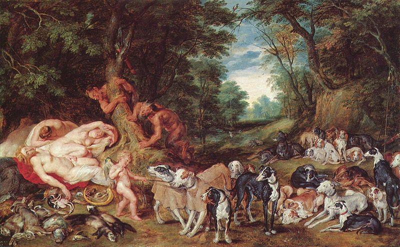 Peter Paul Rubens Nymphen Satyrn und Hunde Spain oil painting art